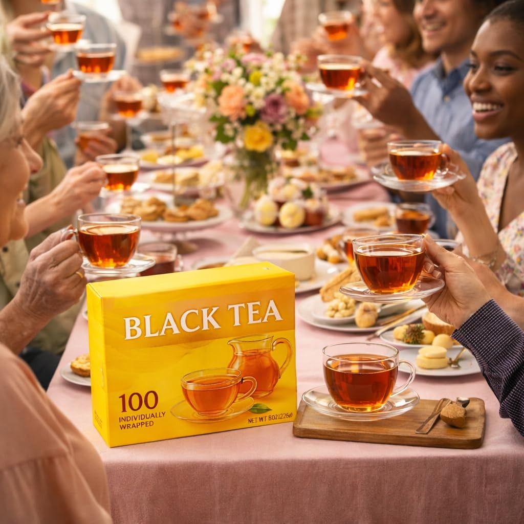 Black Tea Bags Individually Wrapped 100 Count Hot or Iced Tea Bags for Sale