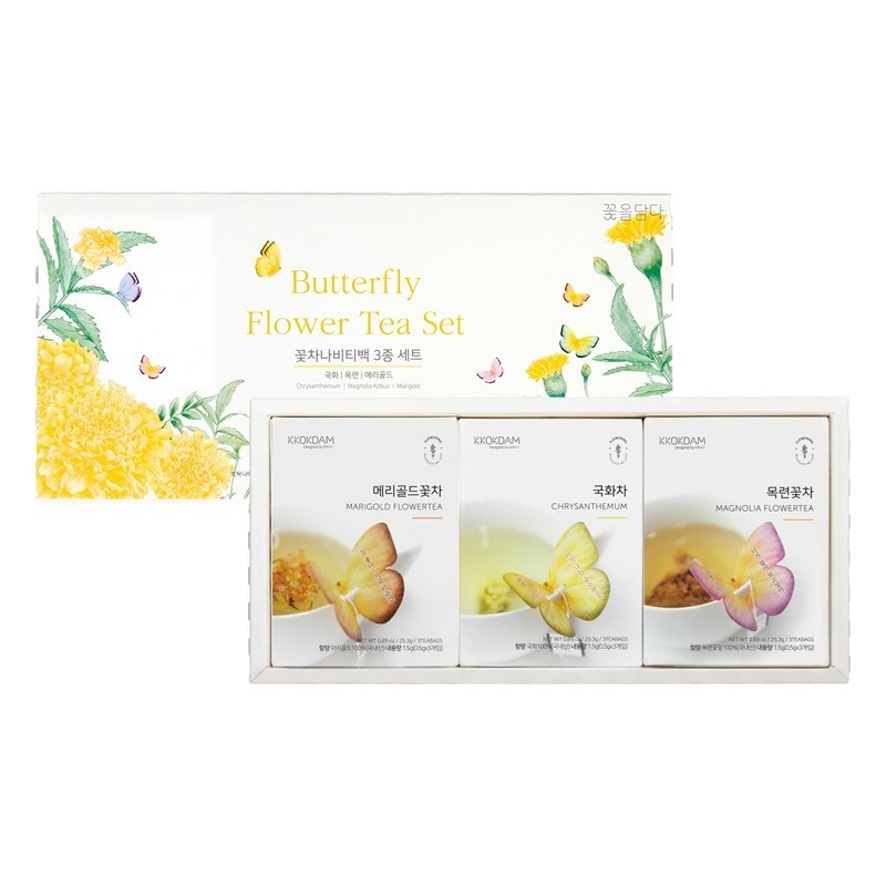 Kkokdam Butterfly Tea Bag Gift Set-Yellow (3 flavor*3ea)