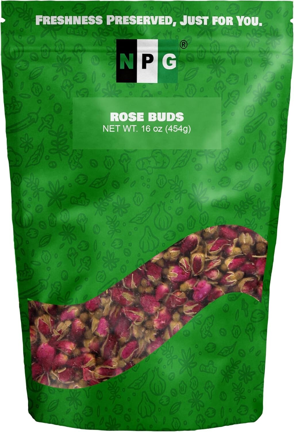 NPG Freeze Dried Rose Buds 16 Oz, Aromatic Rosebuds Herbal Flower Tea