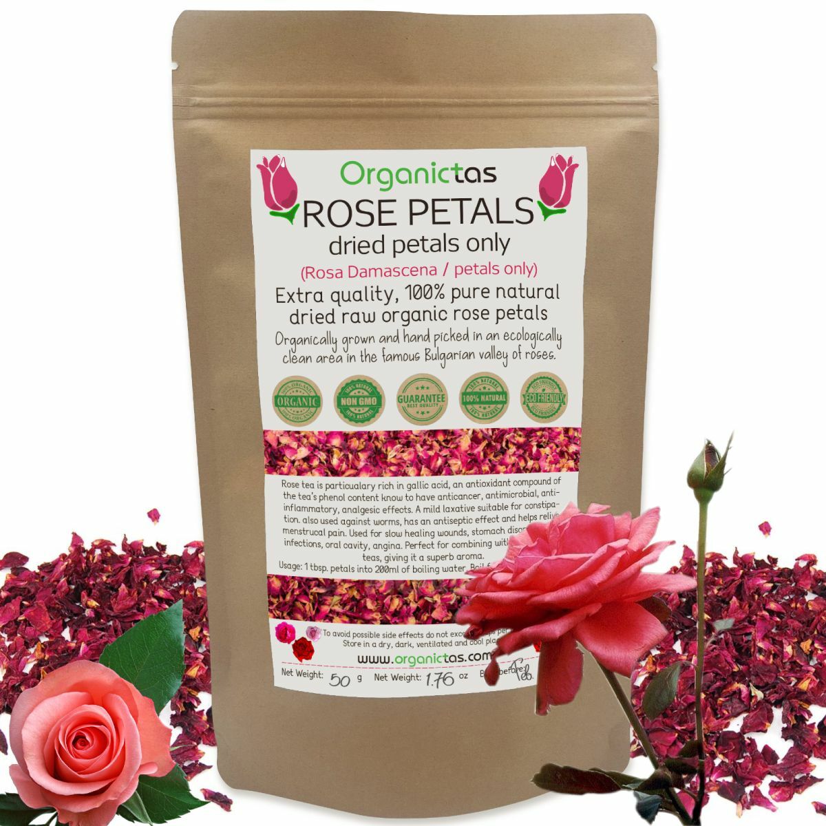 Bulgarian Dried Organic ROSE PETALS Tea Loose Premium Quality 25g – 200g