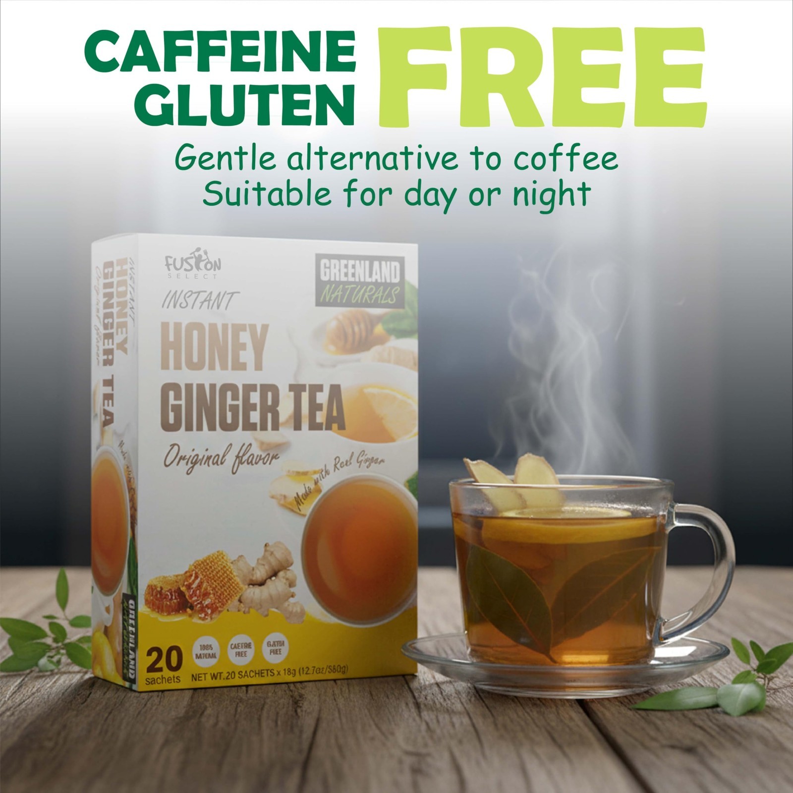 Ginger Honey Crystals – 40 Sachets Instant Drink Mix – Caffeine-Free Crystallize