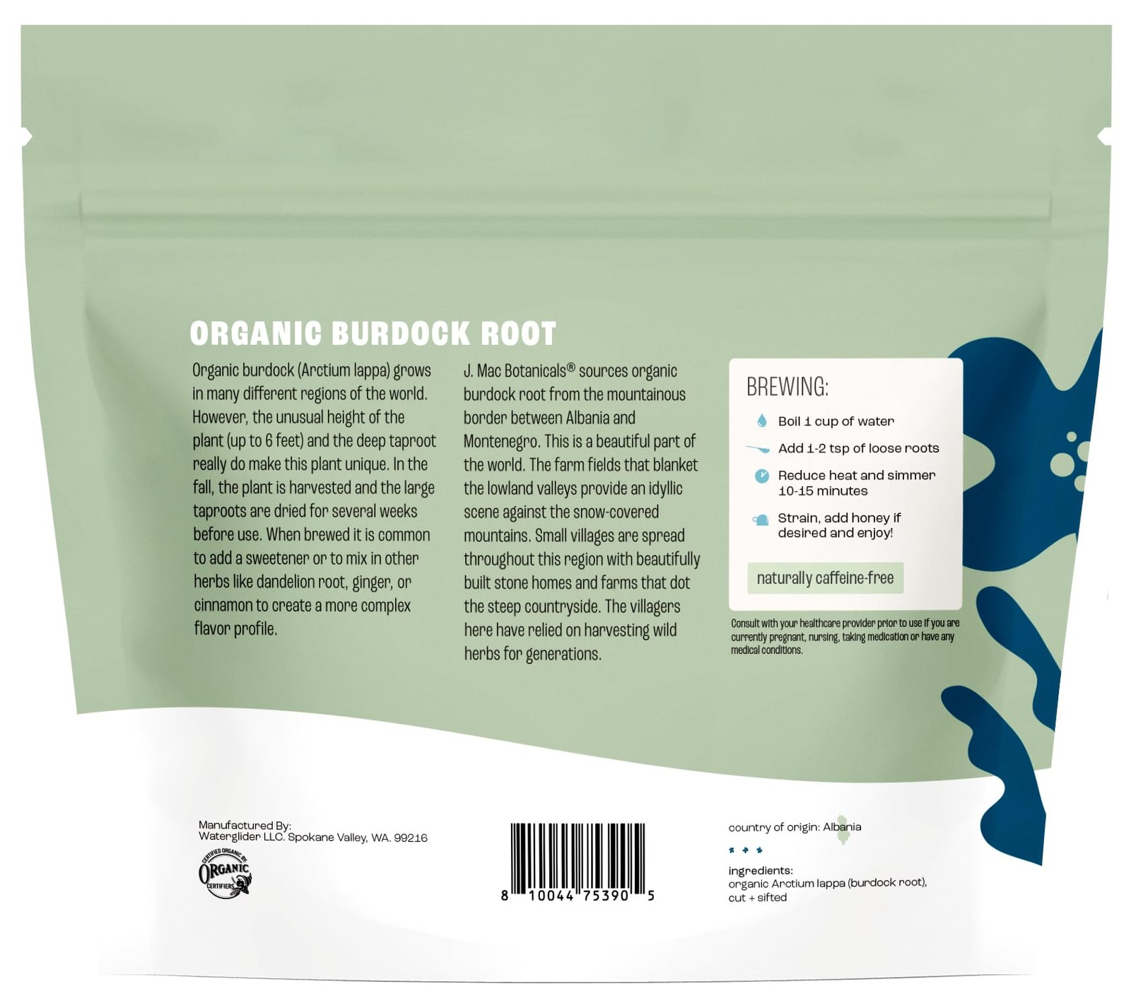 J Mac Botanicals Organic Burdock Root Herbal Tea 4 oz