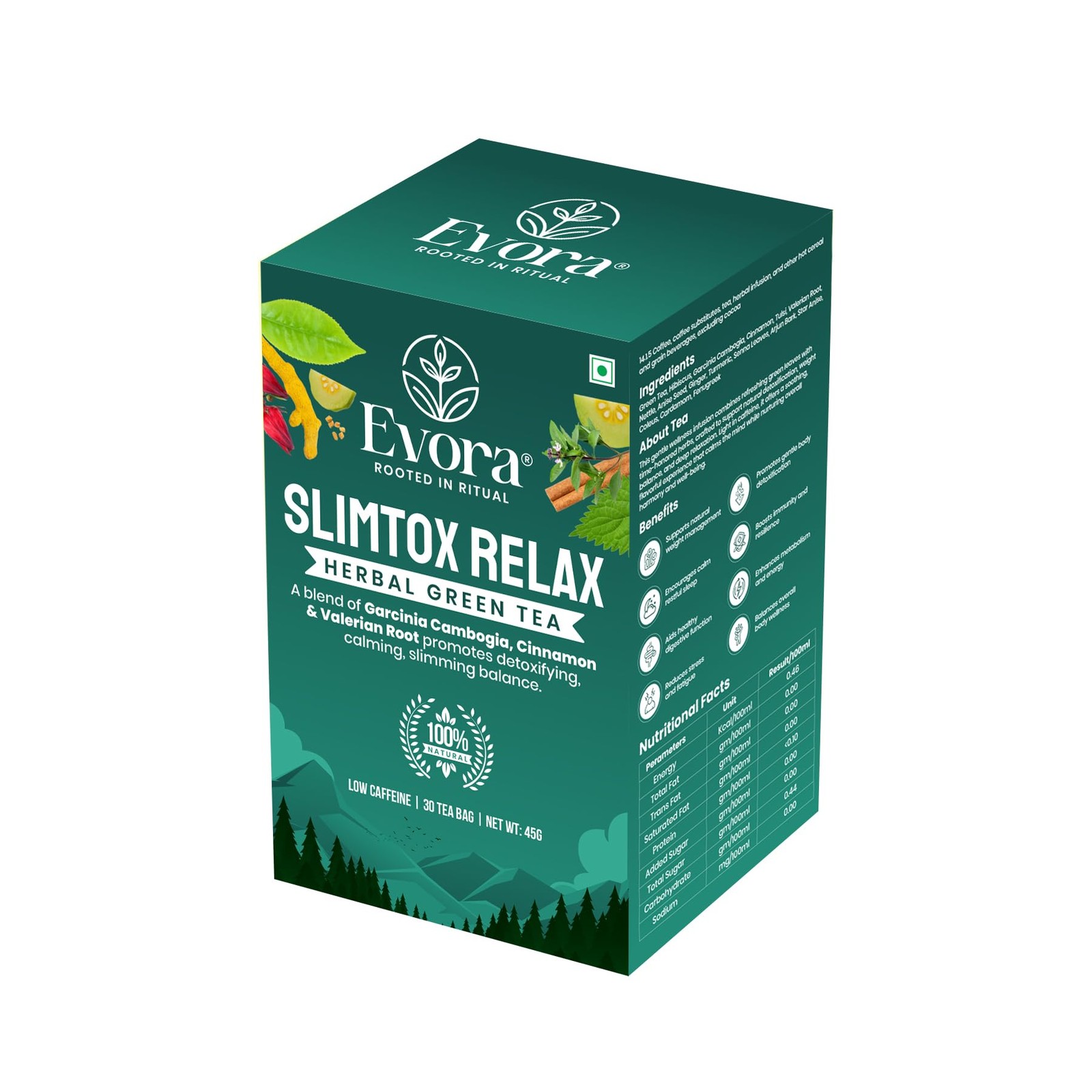 Slimtox Relax Herbal Green Tea, Low Caffeine, Double Chambered 30 Tea Bags, 4…