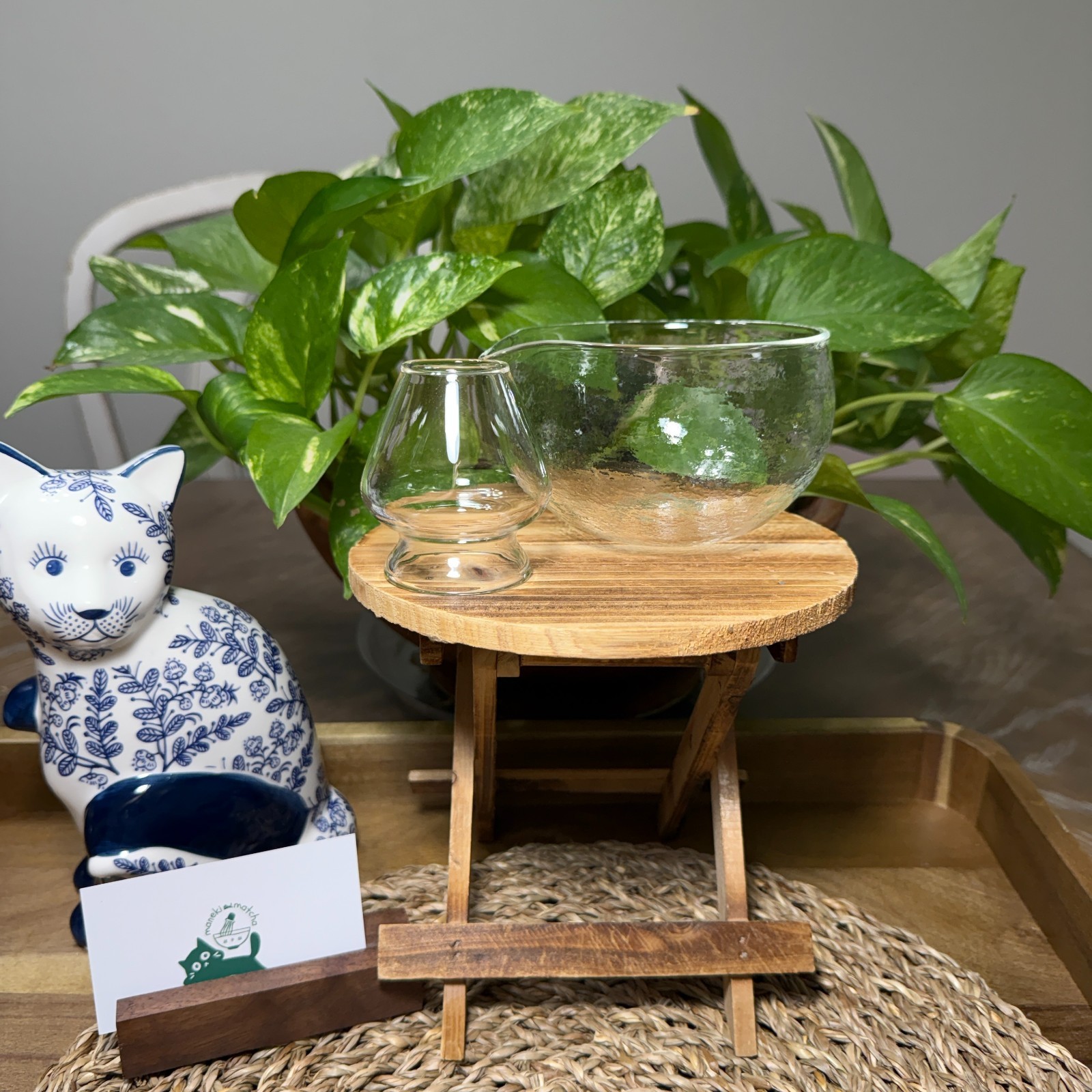 US SELLER – Glass Matcha Set | Chawan Matcha Bowl and Whisk Holder