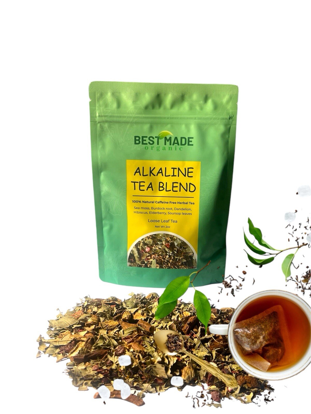 Alkaline Tea Blend – Sea Moss, Dandelion, Hibiscus, Burdock, Elderberry, Soursop