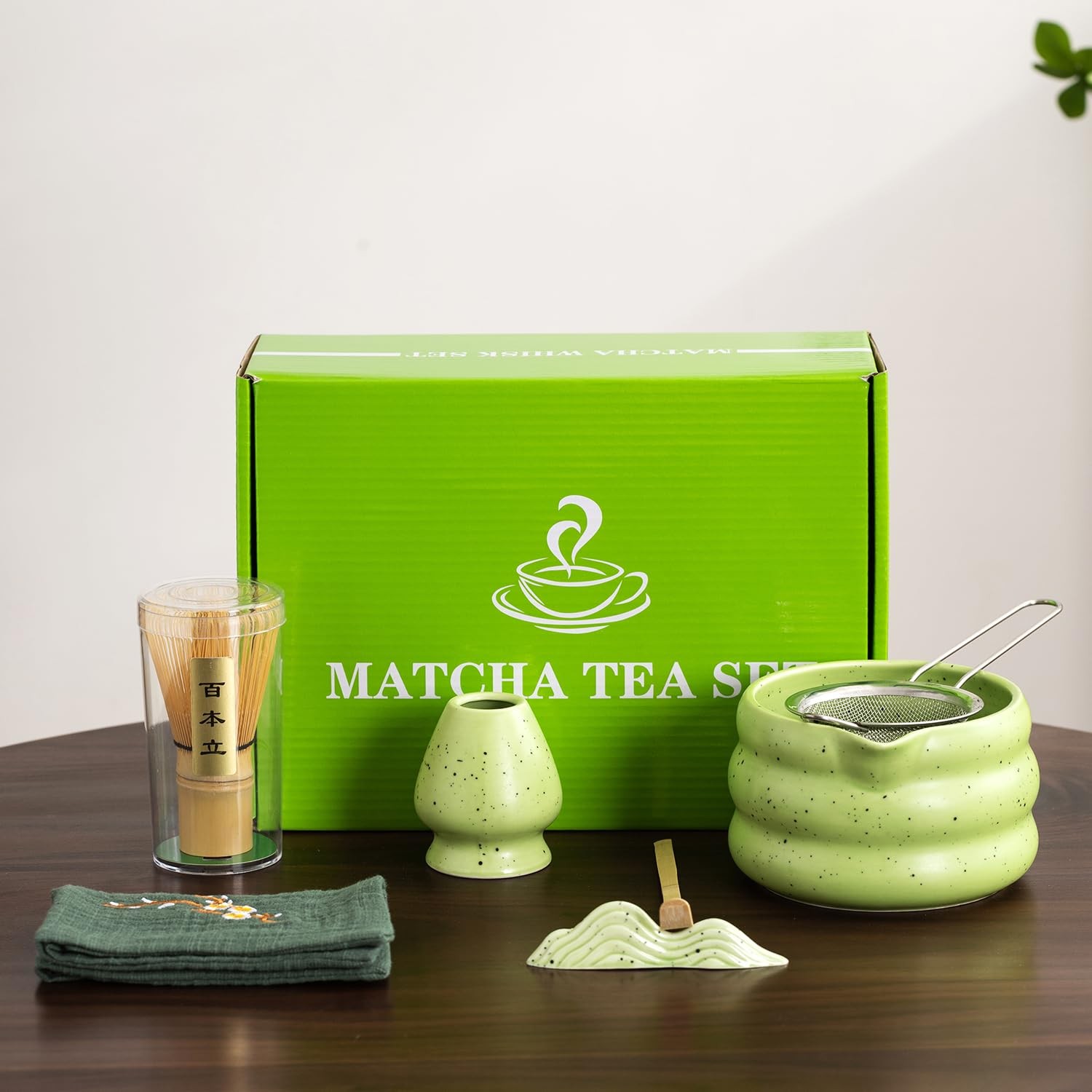 7Pcs Japanese Matcha Tea Set, Matcha Kit with Matcha Bowl (with Pouring Spout…