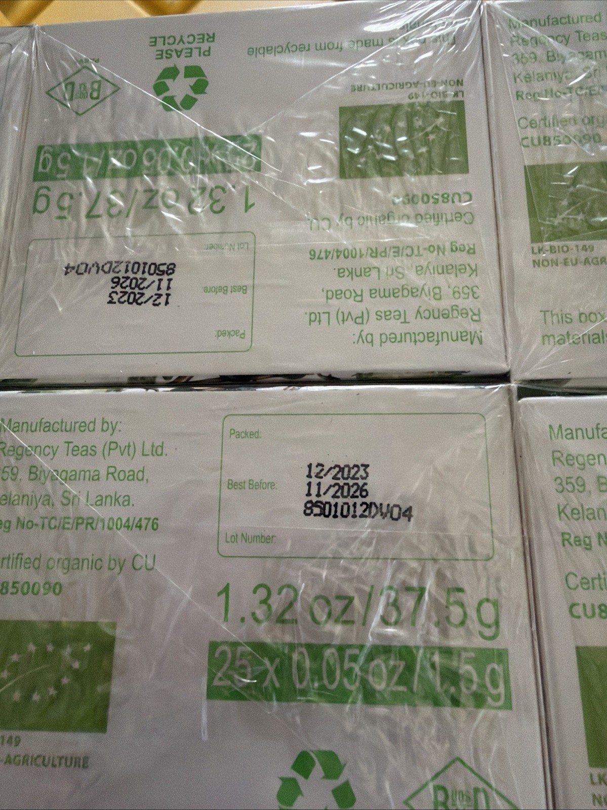 6 Hyleys Organic Green Tea Soursop Flavor – 25 Tea Bags Each= 150 Bags Hot/Cold