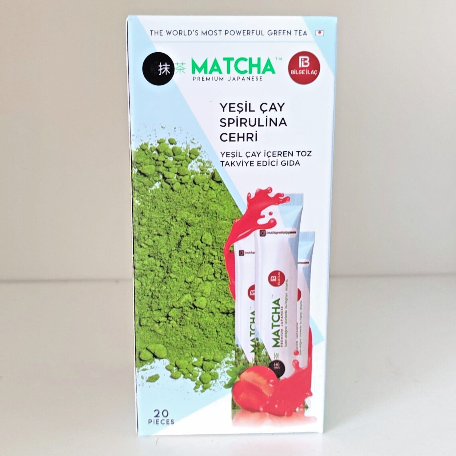 Matcha Detox Tea Premium Japanese Strawberry Flavoured 20 Sachets Antioxidant