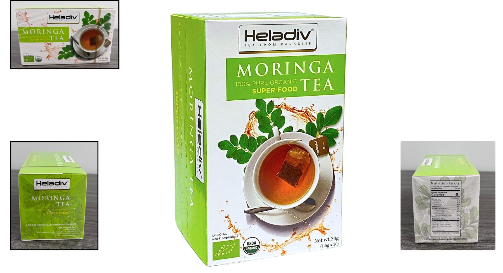 20 Count Caffeine-Free Moringa Tea Bags – Organic Energy & Stress Relief Blend