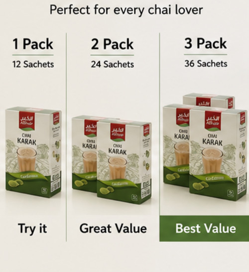 Karak Chai Tea Premix Cardamom Instant Milk Tea Sugar Free Halal 12 Sachets