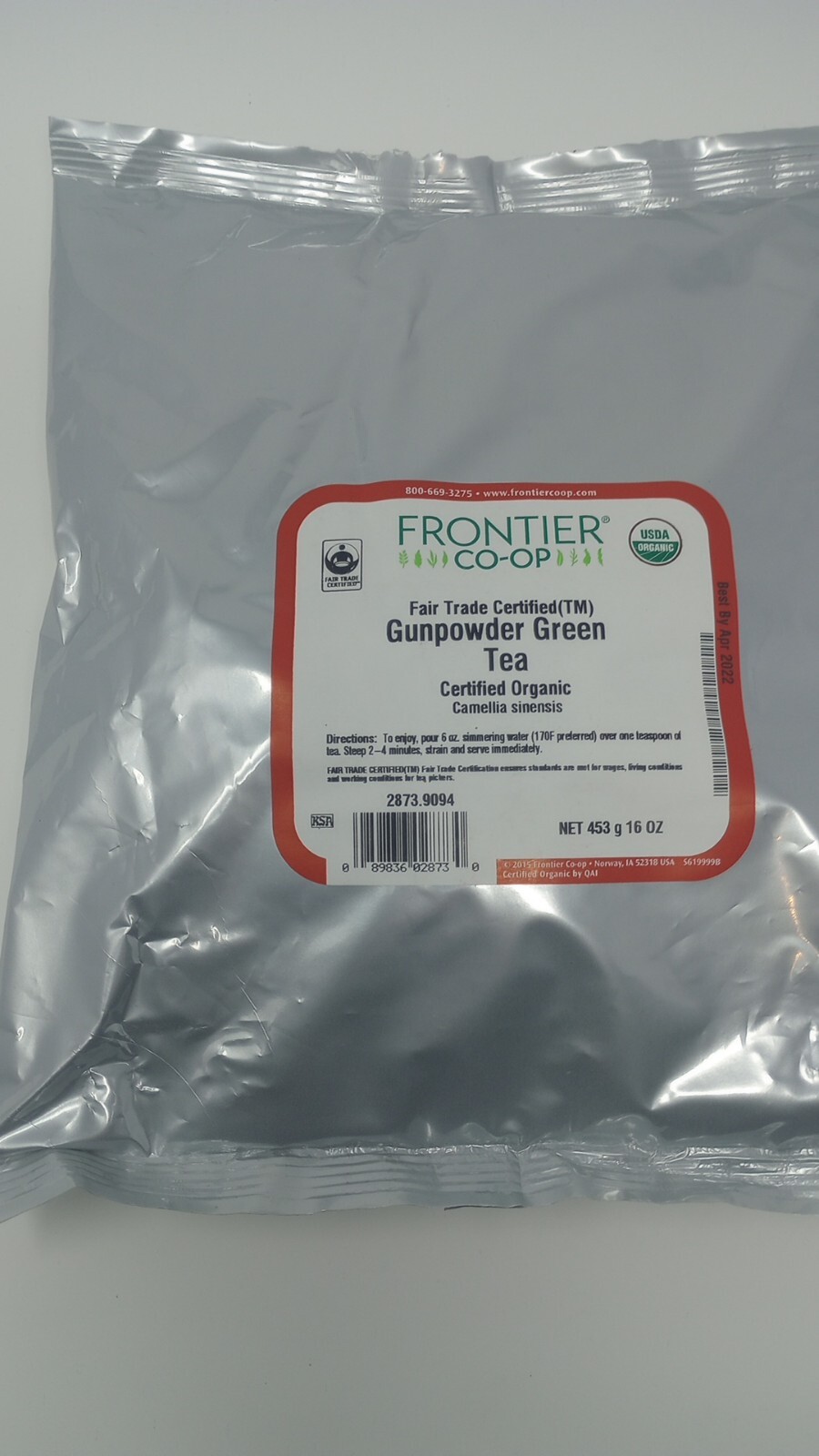Frontier Herb Tea Organic Fair Trade Green Gunpowder Tea -Single Bulk Item-1LB