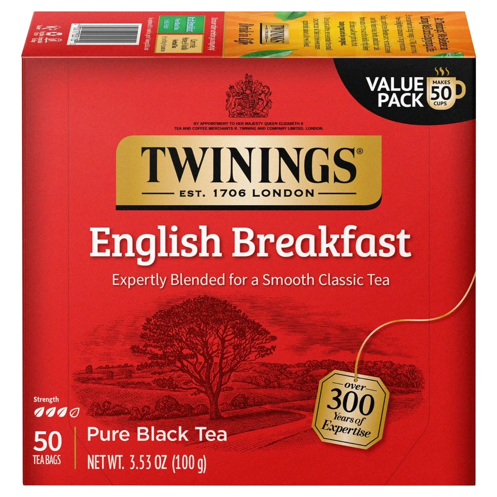 Twinings English Breakfast Pure Black Tea Bags, 50 Count Box NEW