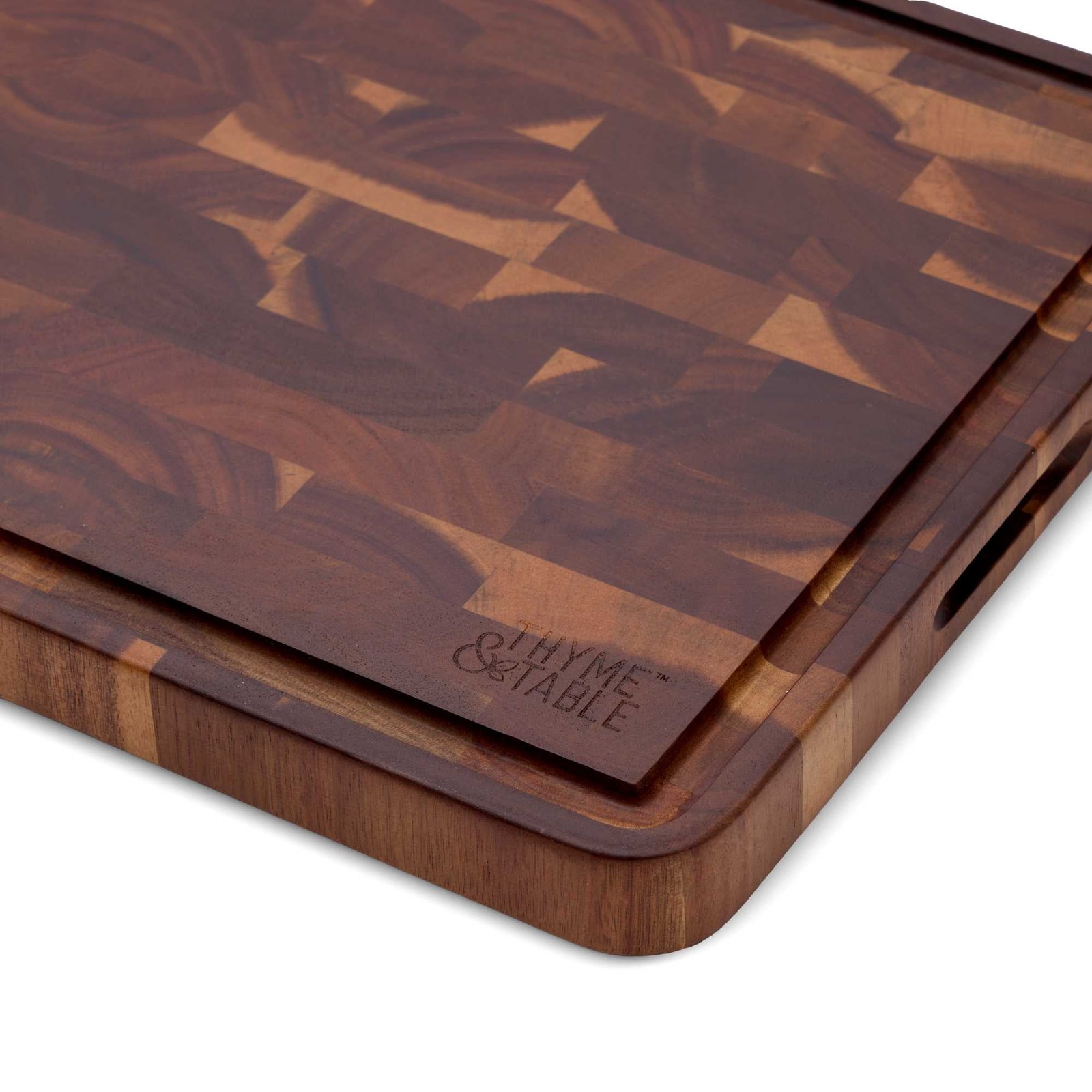 Thyme & Table 12″x18″ Acacia End Grain Butcher Block NEW FREE SHIPPING