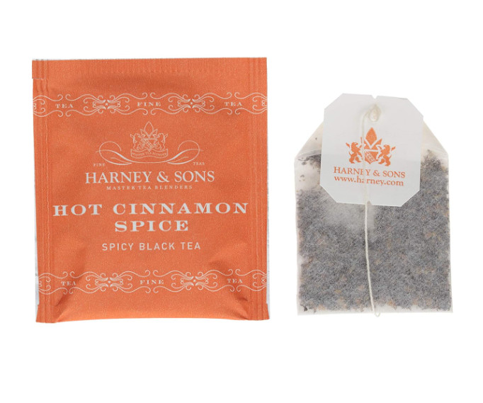 Harney & Sons Hot Cinnamon Spicy Black Tea Wrapped, Kosher, 50 Tea Bags