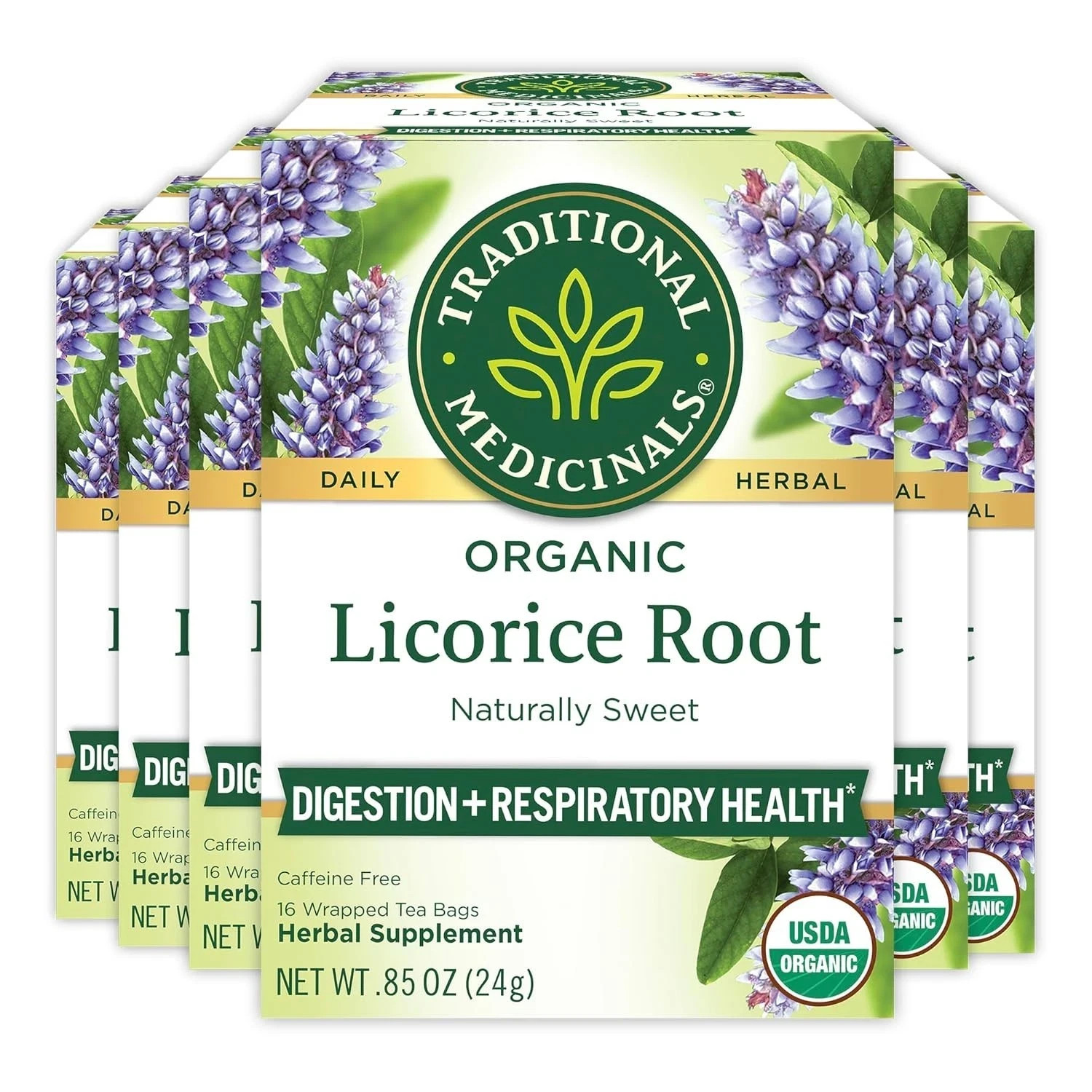 6 PACK Organic Licorice Root Tea – Digestive & Respiratory Support