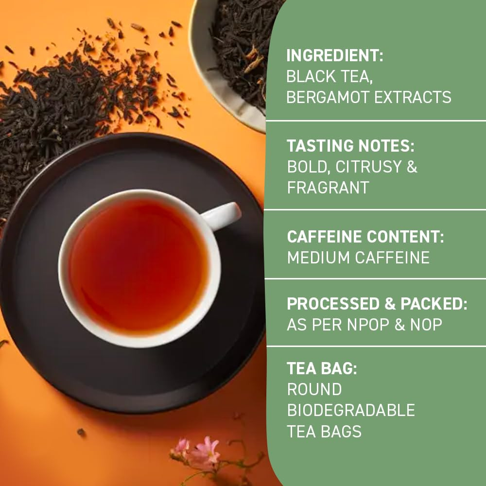 HANDPICK, Organic Earl Grey Black Tea Bags (100 Count) Double Bergamot Oil | Caf