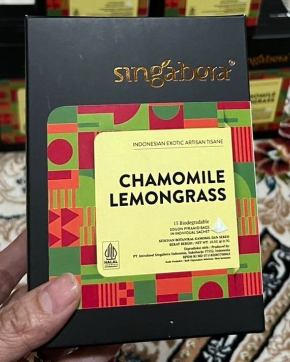 KP SINGABERA Organic Chamomile Lemongrass Herbal Infusion Halal Tea 15 Teabags