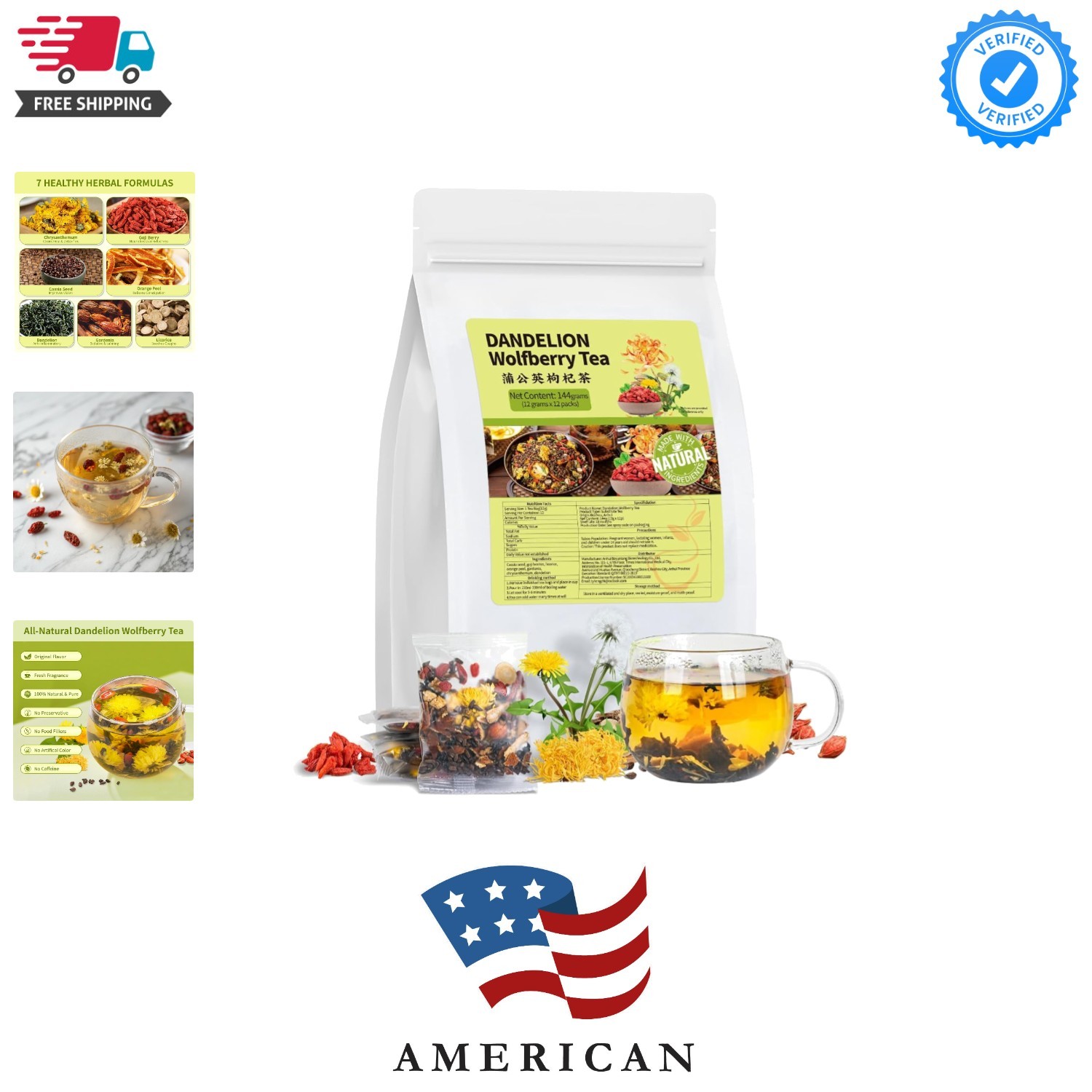 Dandelion Wolfberry Tea, Natural Kidneys & Liver Health Dandelion Root Tea wi…