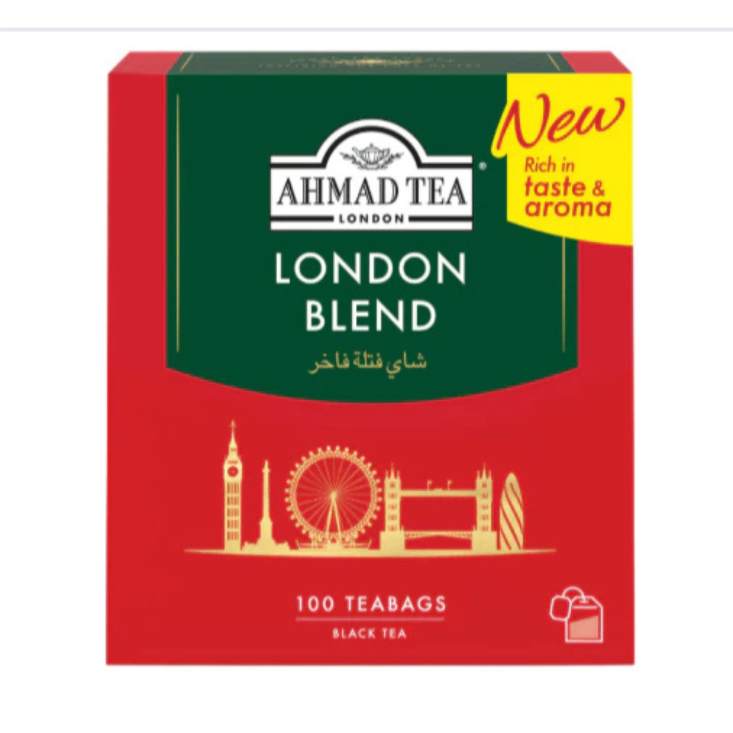 Ahmad Tea London Blend Black Tea – 100 Tagged Teabags Premium Full-Bodied Flavor