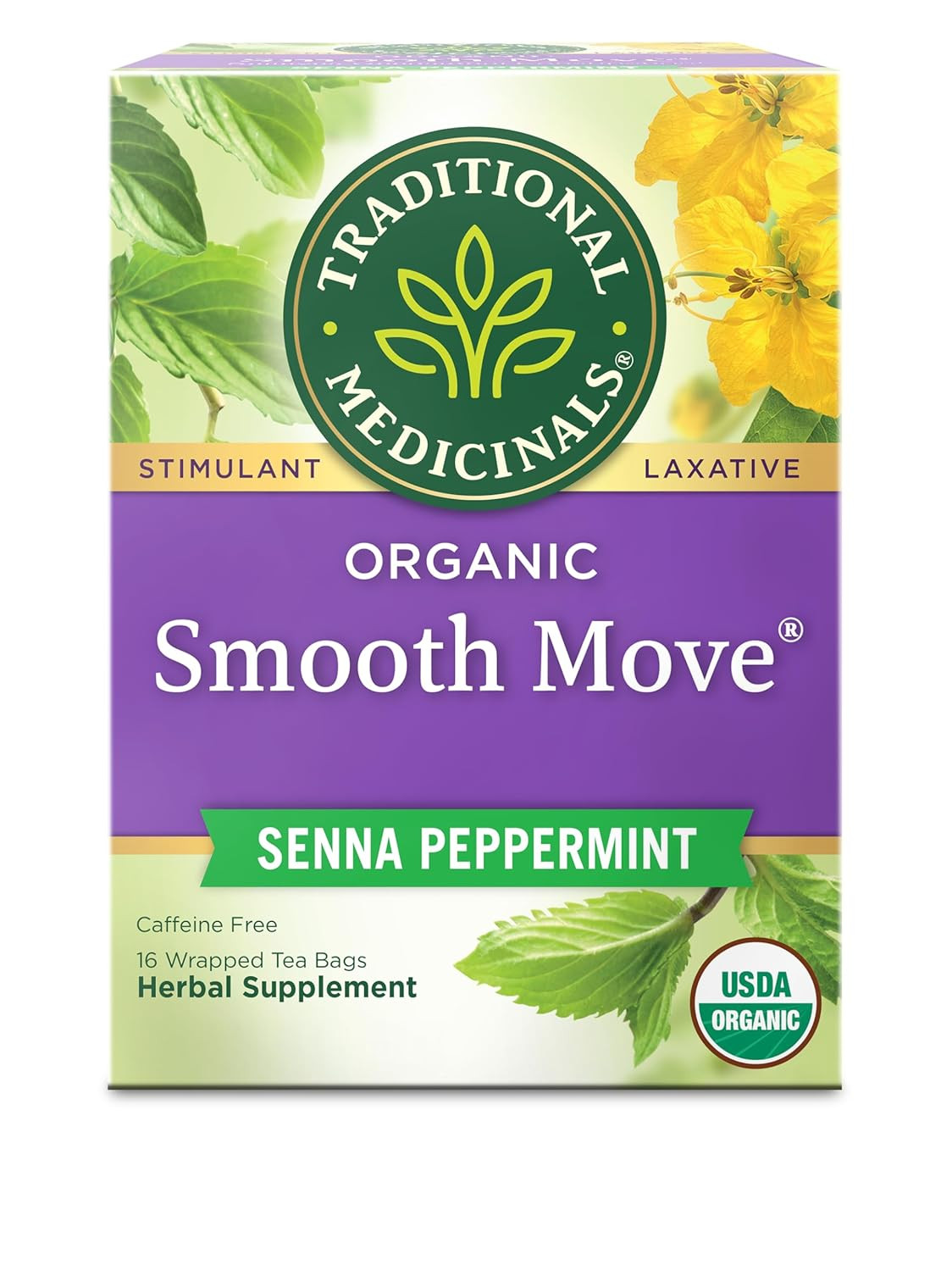 Organic, Smooth Move Tea, Peppermint & Senna – Helps Relieve Constipation Ove…
