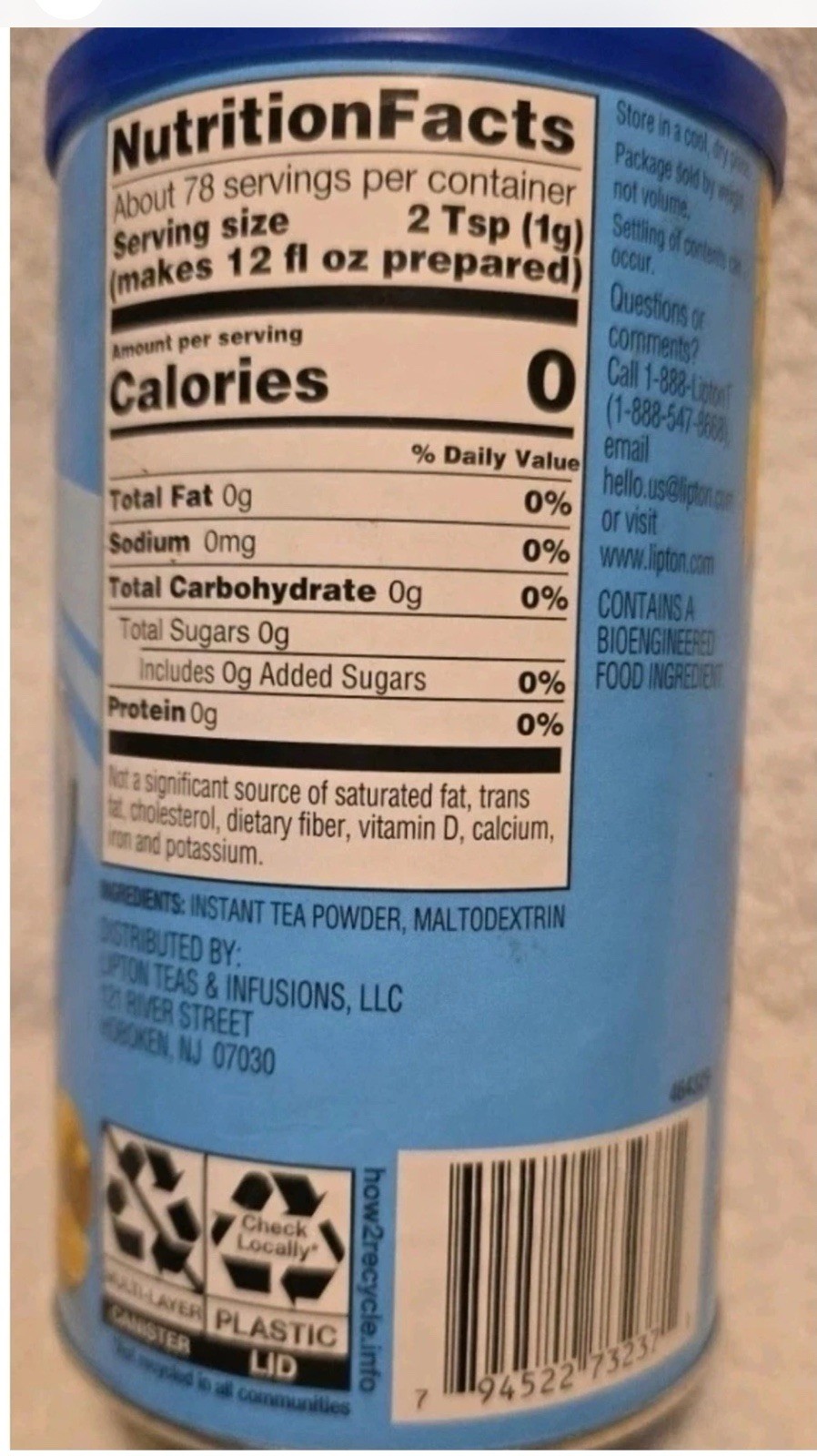 3 PACK NEW Lipton Caffeinated Unsweetened Instant Iced Tea 28 Quarts EXP. 11/26