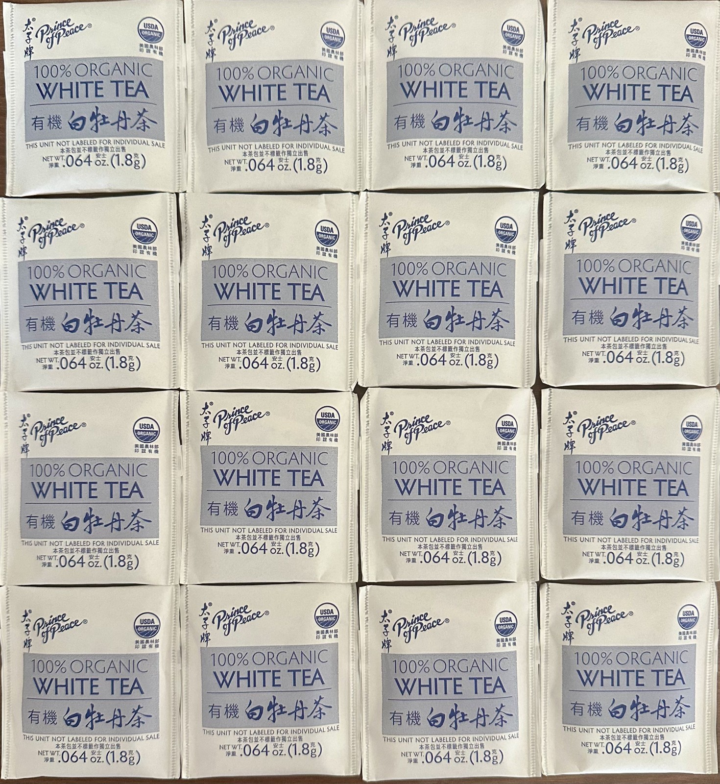 Prince of Peace Assorted Organic Tea 16 Ct White Tea, 16 Ct Oolong Tea