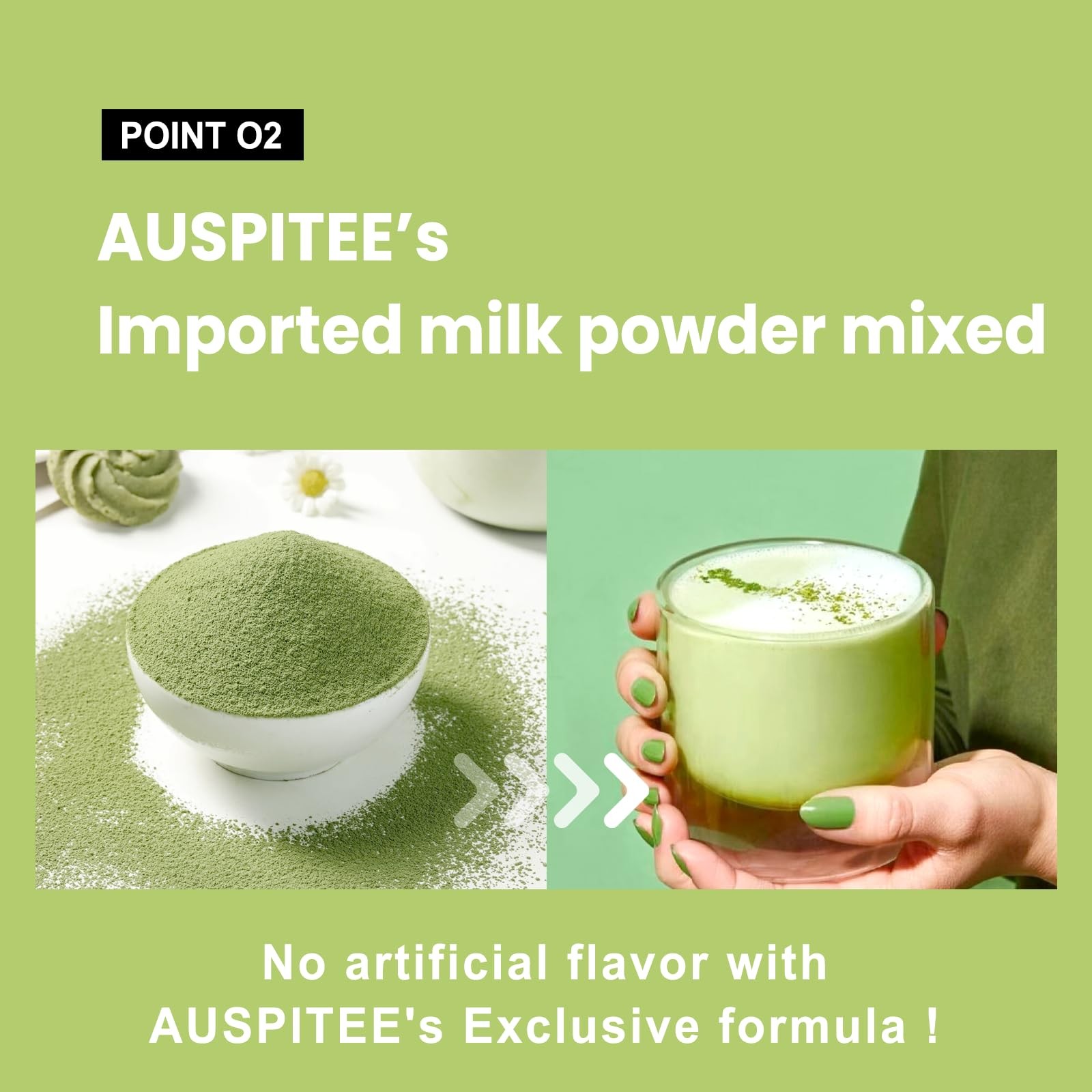 New Latte Green Tea Powder Single Pack, Premium Barista Science Blend Individual