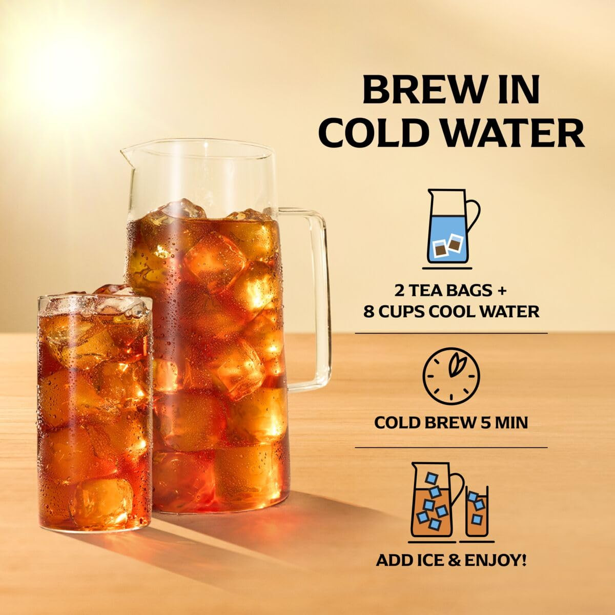 Lipton Cold Brew Black Tea Bags Family Size 6-Pack 132 Total Bags Rainforest …