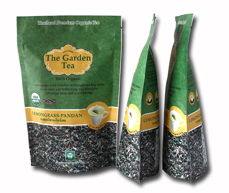 Organic Lemongrass Pandan Herbal Tea in Triangle Tea Bag Healthy Drink 50g.