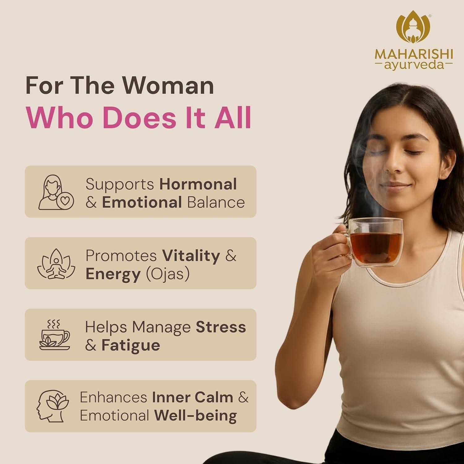 Maharishi Ayurveda Active Women Herbal Tea with Shatavari, Ashoka 20 Tea Bags