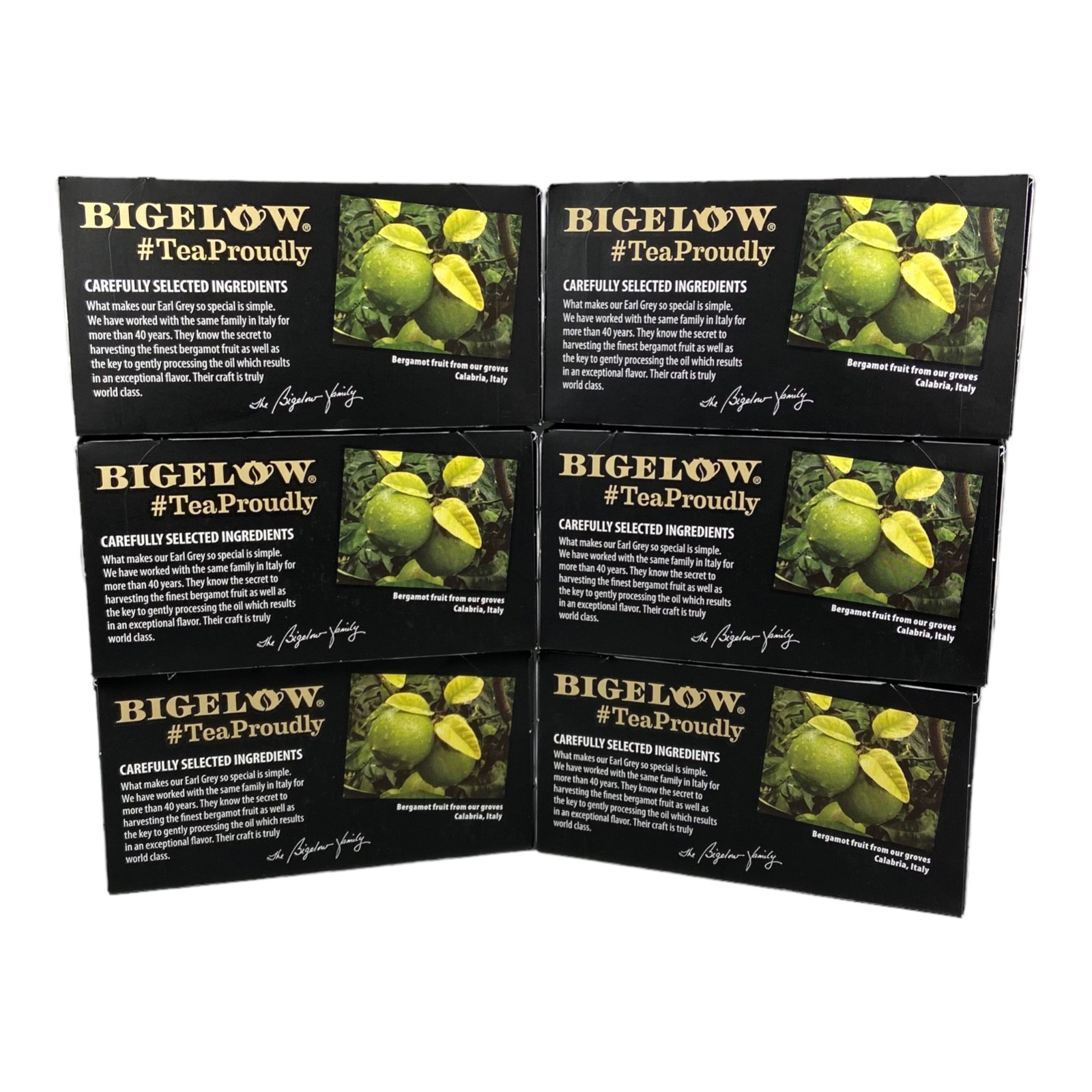 Lot of 6 NEW Bigelow Earl Grey Black Tea Bags Decaffeinated 120 Bags Total