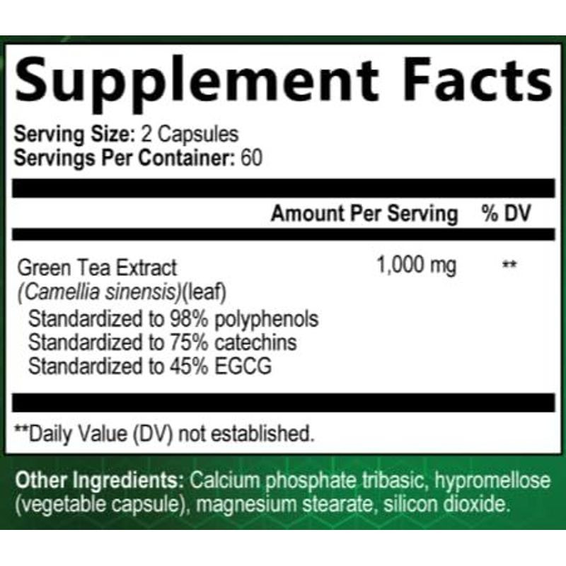 Built by Nature Green Tea Extract 1000mg – High Potency 120 Count (Pack of 1)