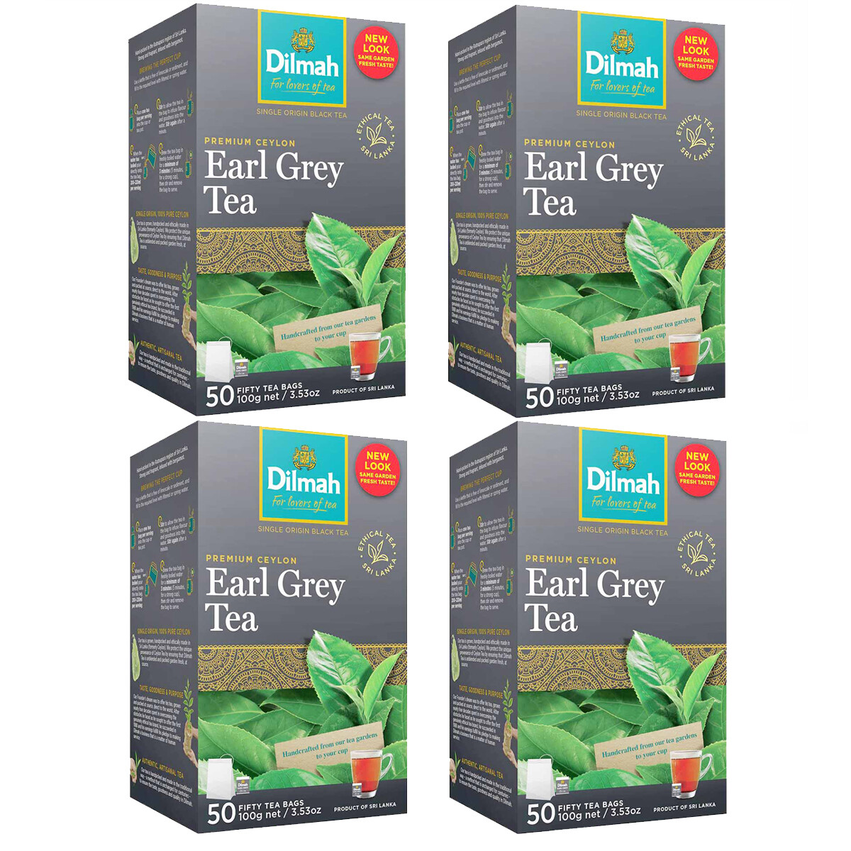 Dilmah earl grey pure Ceylon tea 50 Bags 100g (3.53oz) X 4 packs
