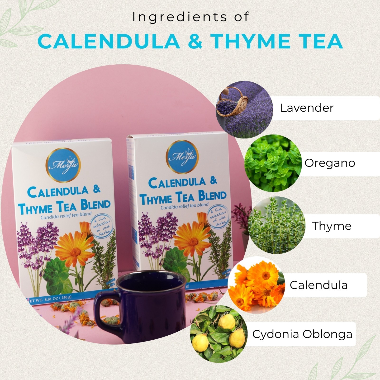 Calendula & Thyme Tea Tea – Candida Relief Tea – Loose Tea – 100% Natural Tea