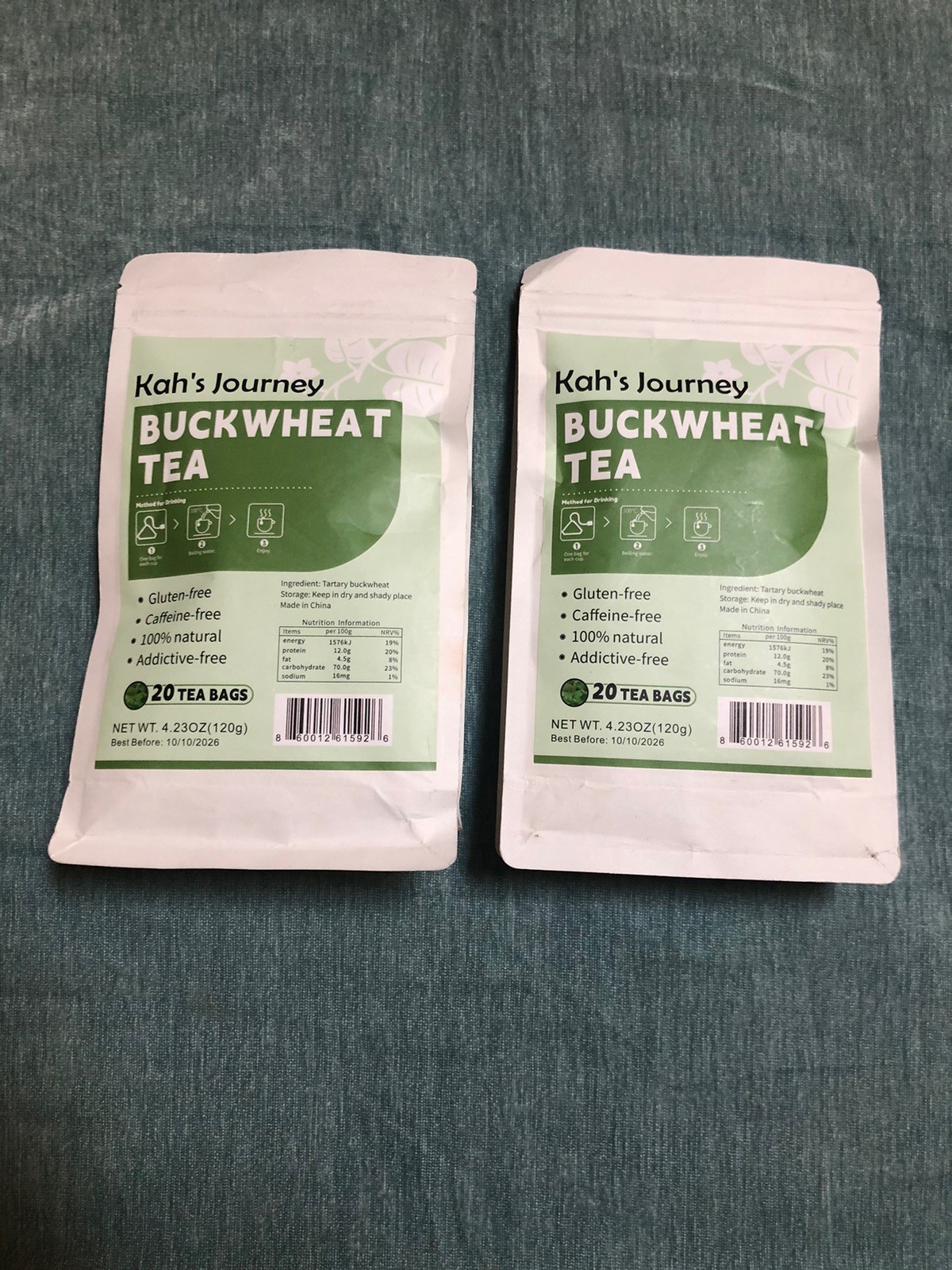 Kahs Journey Buckwheat Tea Lot 2 Packs 40 Bags Premium Non-GMO Gluten-Free Vegan