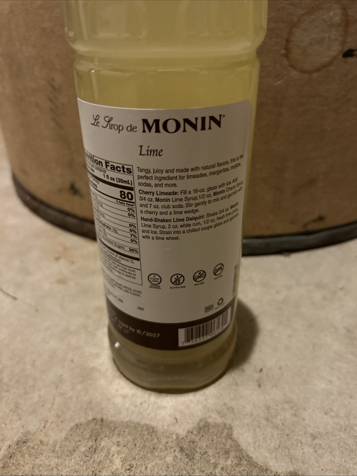 Monin Lime Syrup (750mL), H-Lime