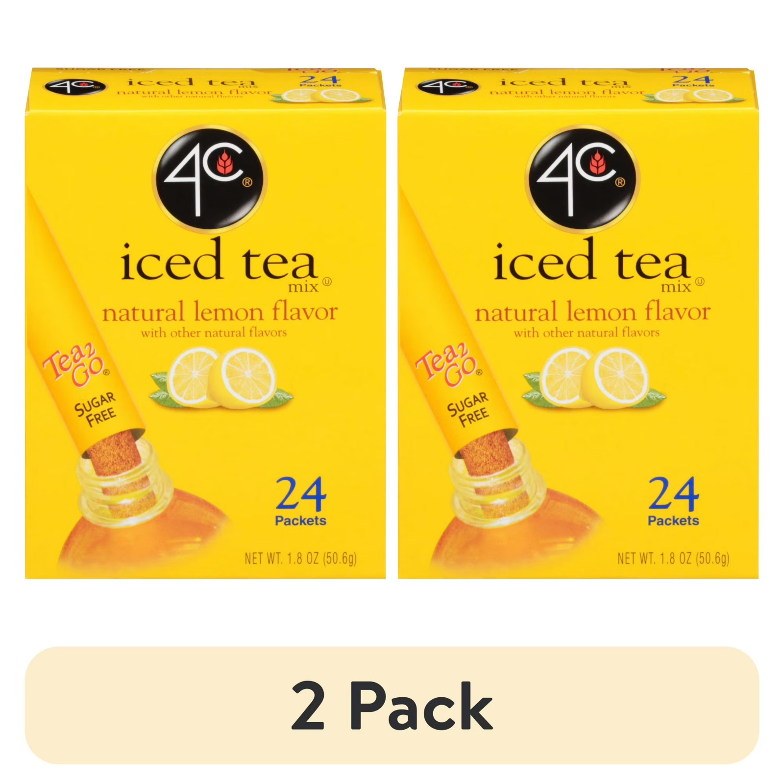 ( Pack of 2 )4C Totally Light Natural Lemon Iced Tea Mix 24 Ct( Each)….