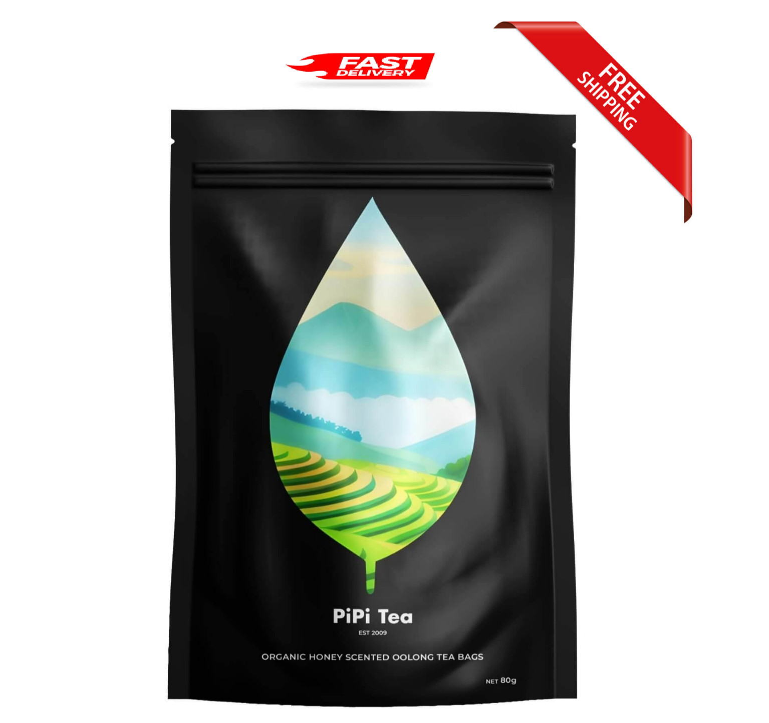 PiPi Tea Organic Oolong Bags – Whole Leaf, 20 (4g Each) 20 .