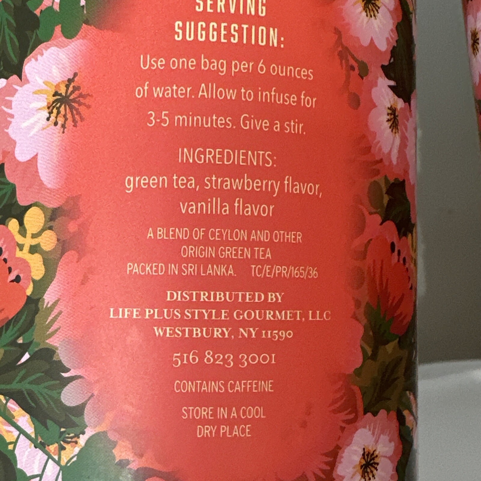 TEA TIME 🫖 CAFFEINATED 🫖 STRAWBERRY VANILLA GREEN TEA – 2 tubes-100 Tea Bags