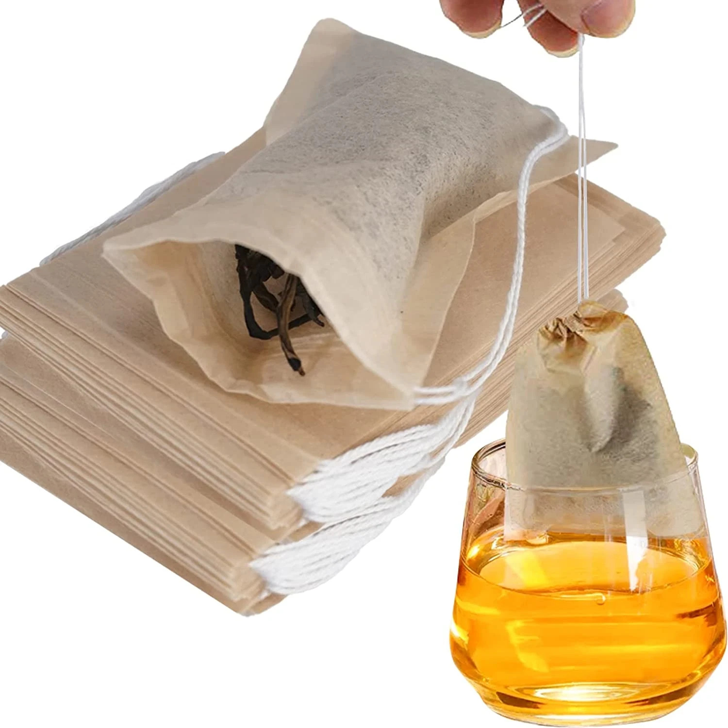 600 Pcs Disposable Tea Filter Bags for Loose Tea Drawstring Empty Tea Bags