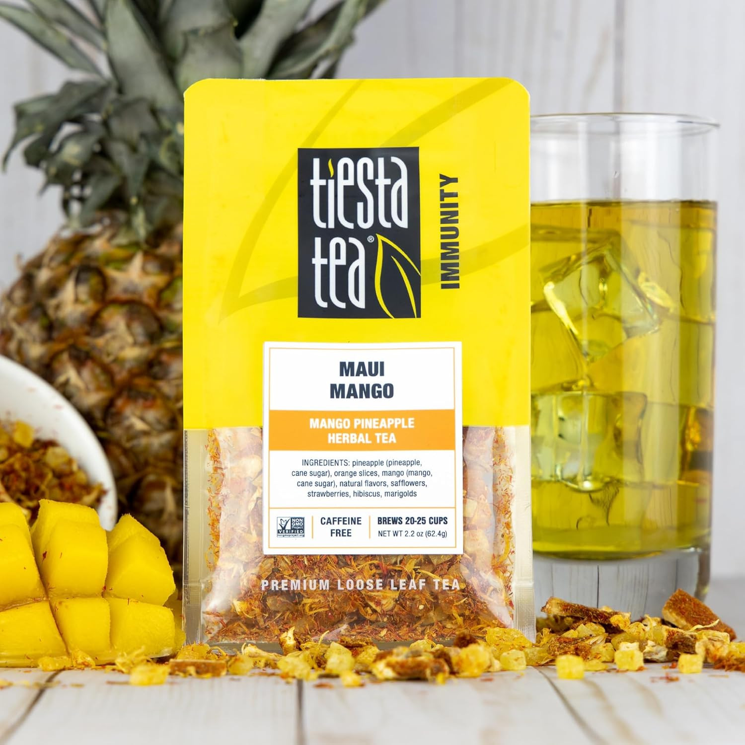 Maui Mango, Loose Leaf, Mango Pineapple Herbal Tea, Premium Non-Caffeinated Frui