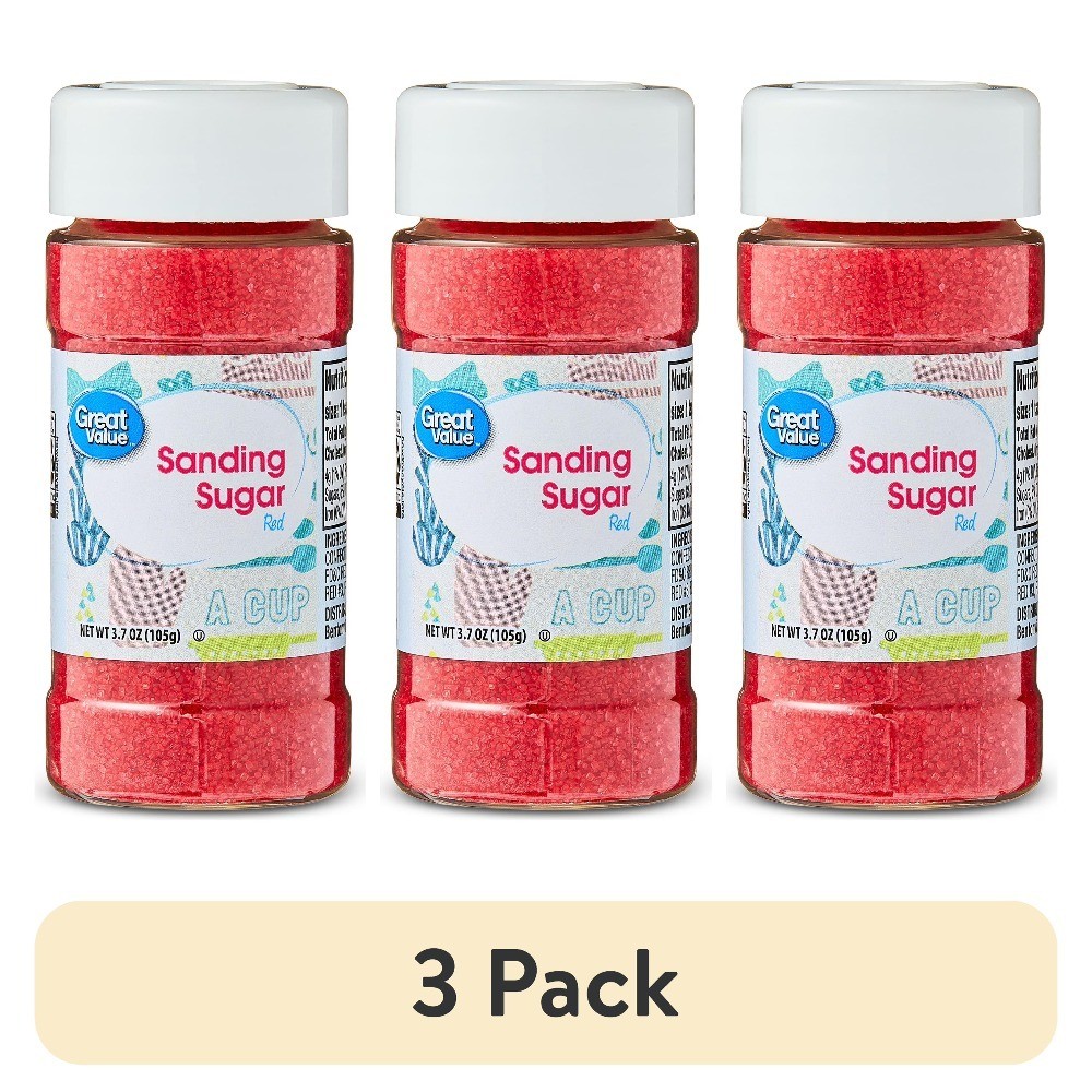Red Sanding Sugar for Baking Decorations (3 Pack, 3.7 oz)