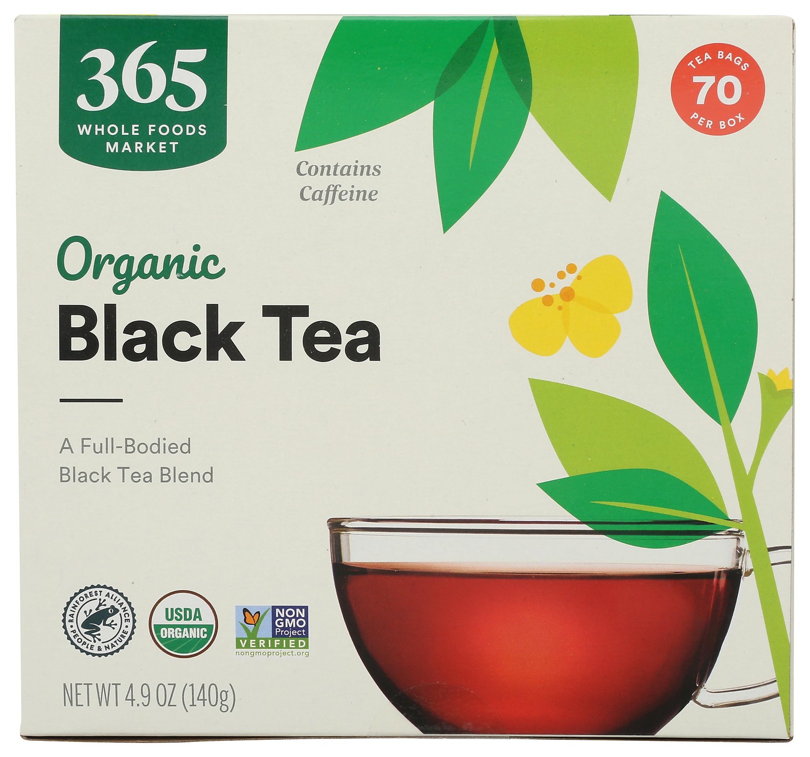 365 By WFM, Organic Black Tea, Single-Serve Tea Bags, 70 Count – 3 Pack