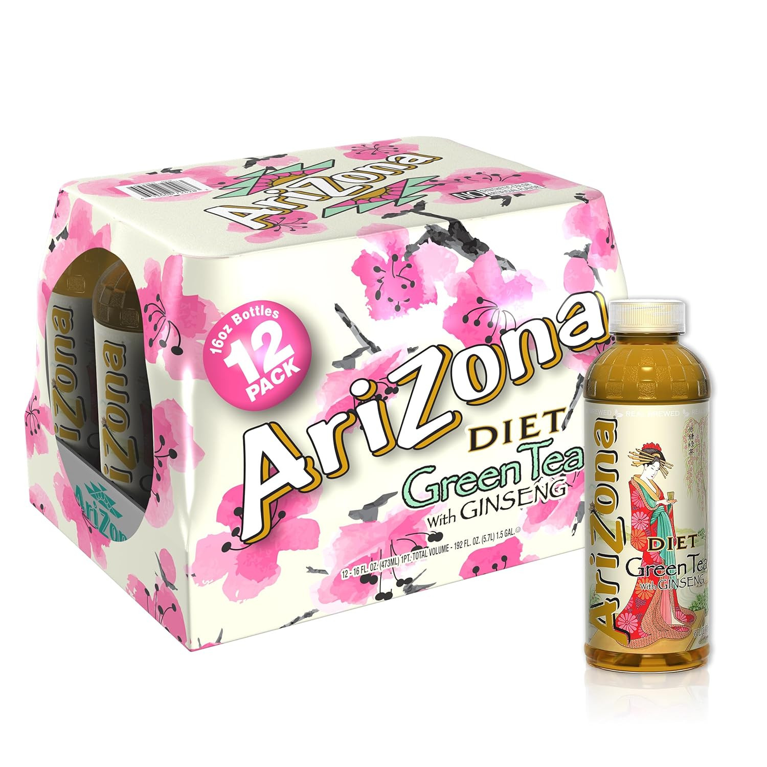 Arizona Diet Green Tea with Ginseng – 16 Fl Oz (Pack of 12)