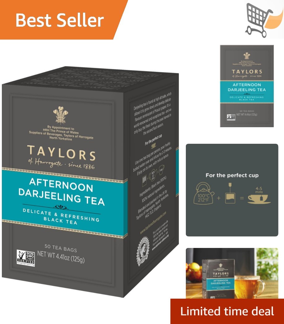 Black Tea Pillow Bags 300 Count High-Quality Darjeeling Caffeinated Hot Iced