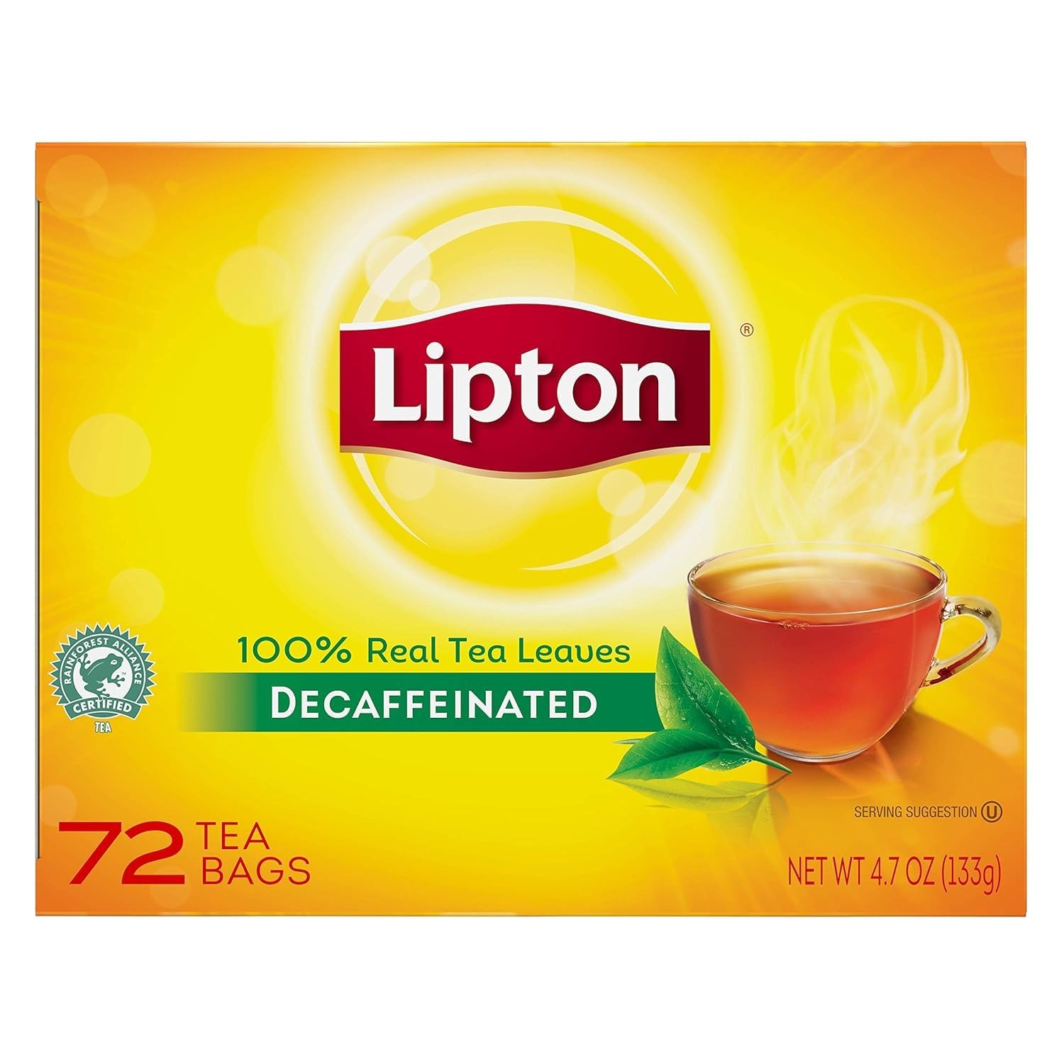 Lipton Black Decaffeinated Hot Tea, 72 count tea bags per box, 6 boxes per…