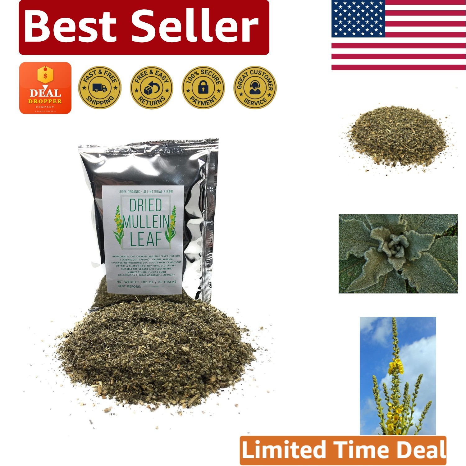 Fine Cut Mullein Leaf Tea – Caffeine Free & – Perfect for Blending