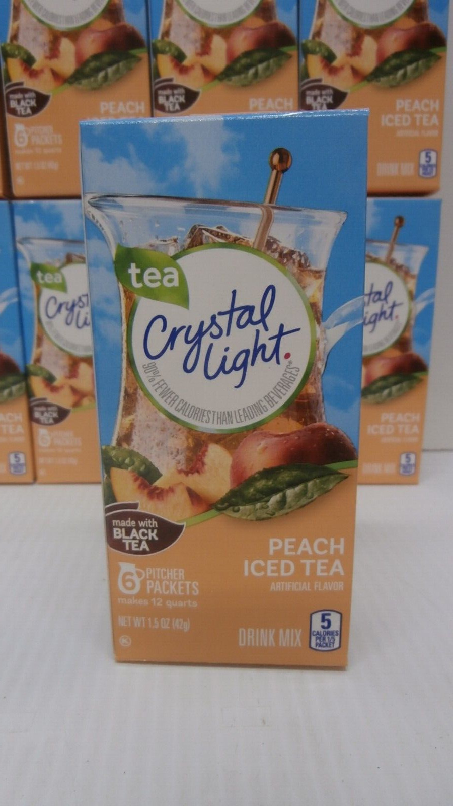 Case – 12ct Crystal Light Peach Tea 6 Packets in Each Box Powdered Drink Mix