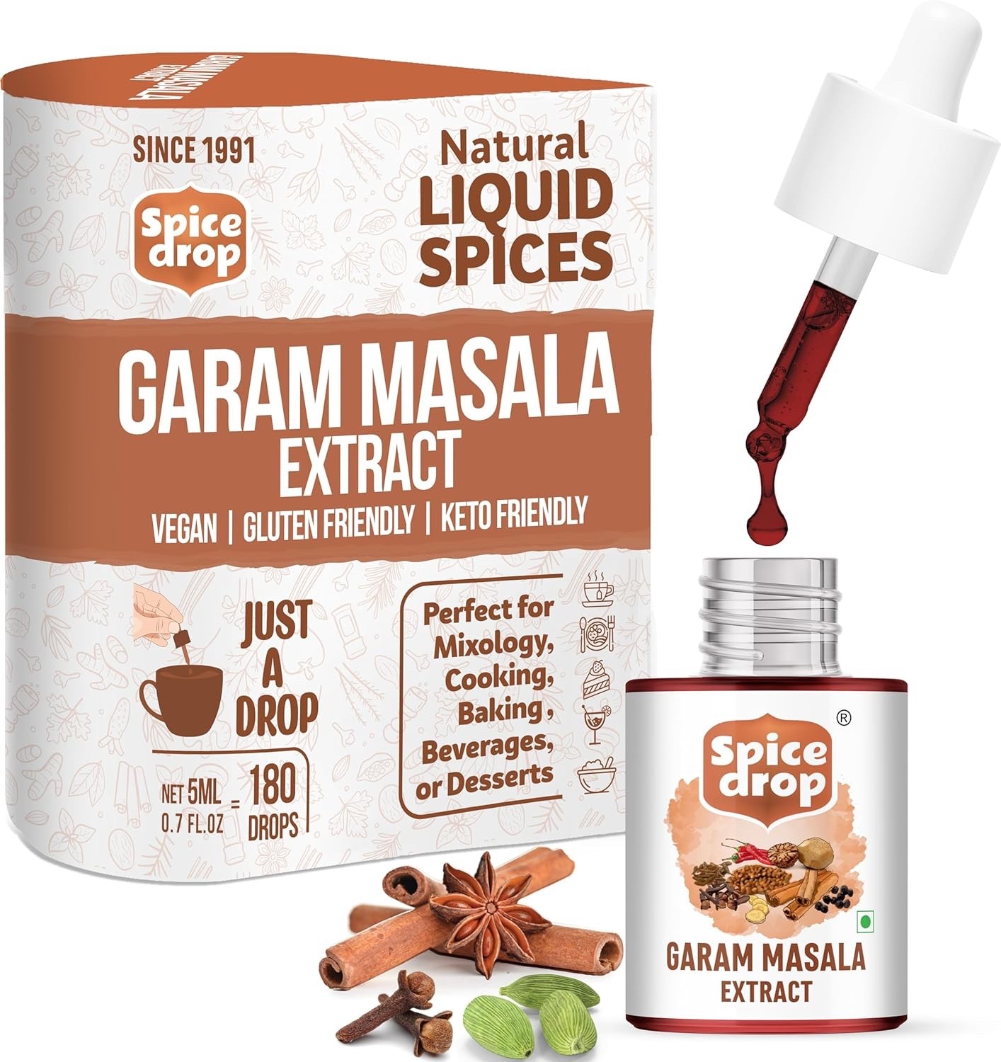 Spice Drop Chai Masala Tea Natural Herb Extract Authentic Flavor Color Food Vega