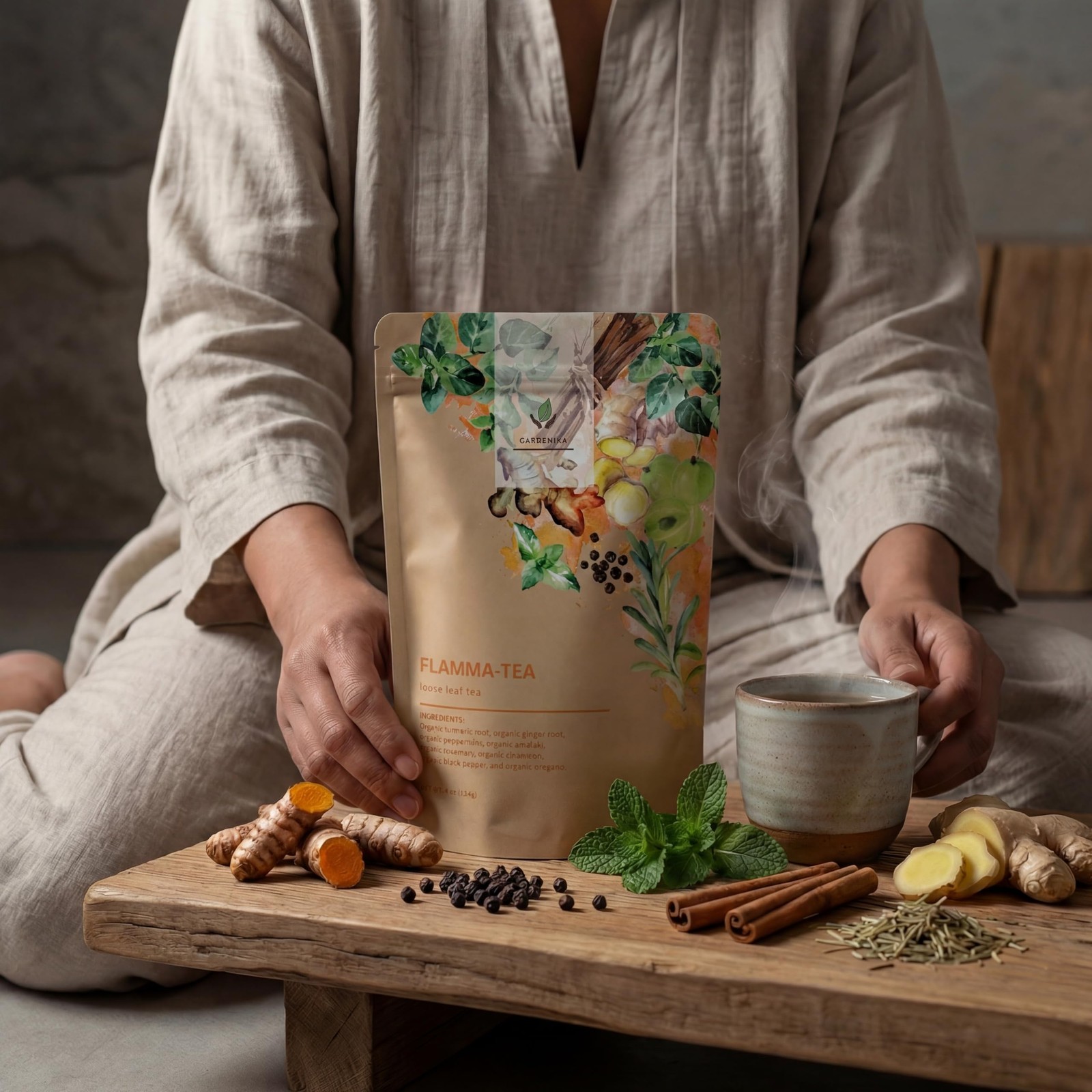 Organic Flamma-tea Loose Leaf Tea | Premium Turmeric Ginger Blend with Cinnam…